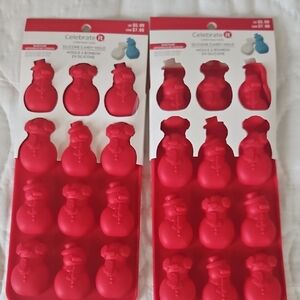 Celebrate It Festive Red Snowman Silicone Mold Set Of 2
